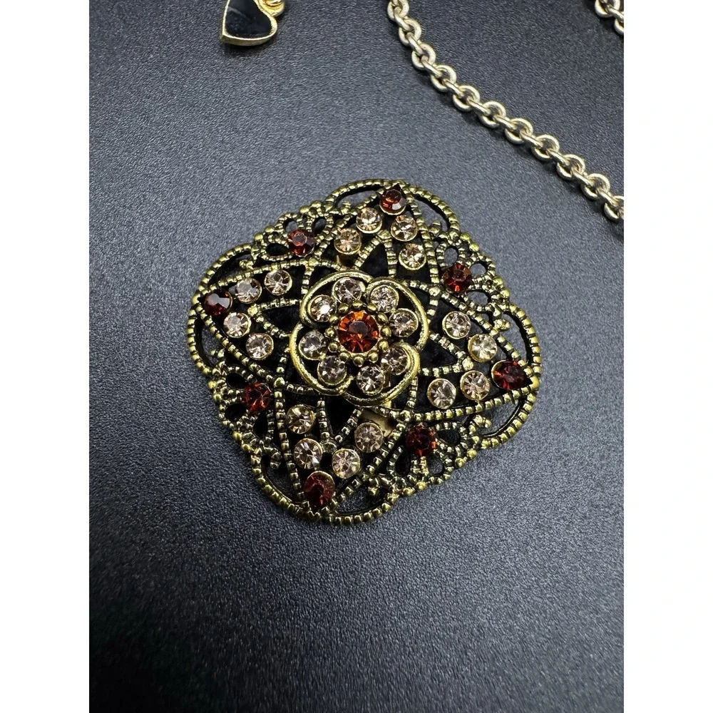 Lot Of Vintage Gold Tone Jewelry - 2 Brooches Earrings Liz & Co Necklace